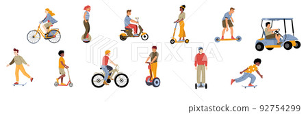 Characters riding electric transport, save ecology 92754299