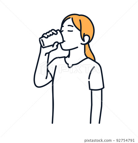 Vector illustration material of a woman drinking water from a cup 92754791