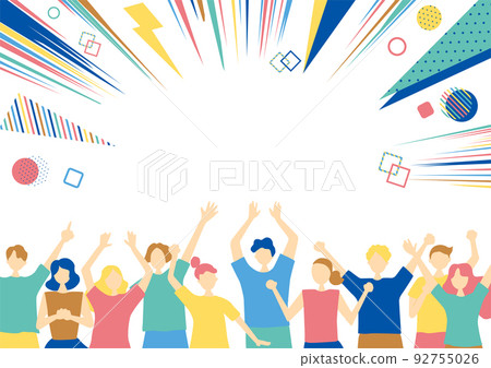 Crowd of excited people Geometric concentration lines 92755026