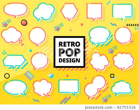80's style retro pop speech bubble set 80's style retro pop speech bubble set 92755316