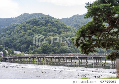Arashiyama, Kyoto in summer, Katsura River and Togetsukyo Bridge at dusk, Kyoto City, Kyoto Prefecture Arashiyama, Kyoto in summer, Katsura River and Togetsukyo Bridge at dusk, Kyoto City, Kyoto Prefecture 92755963