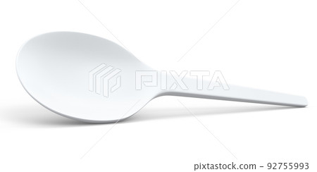 Eco-friendly disposable utensils like spoon on white background. 92755993