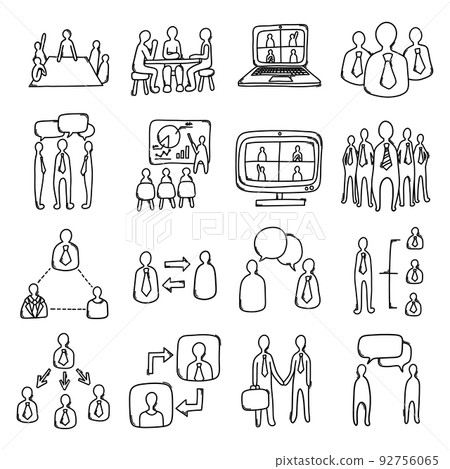 Set of team doodle vector icon. Drawing sketch illustration hand drawn line eps10 Set of team doodle vector icon. Drawing sketch illustration hand drawn line eps10 92756065