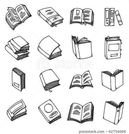 Set of books doodle vector icon. Drawing sketch illustration hand drawn line eps10 92756066