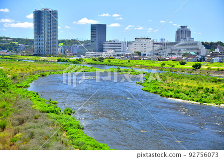 Fuchu Yotsuya Bridge / Looking around Seiseki-Sakuragaoka Station from the Tama River (Tama City, Tokyo) [July 2022] 92756073