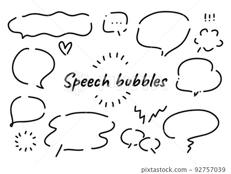 Illustration material: Pop hand drawn speech bubble set 92757039