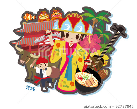 Okinawa tourism travel illustration 92757045