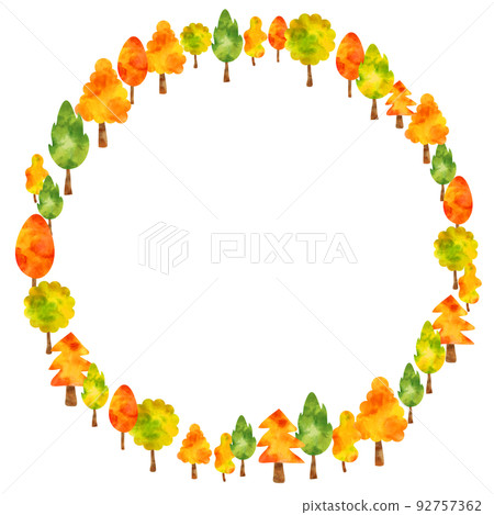Watercolor texture Autumn leaves tree frame - Stock Illustration ...