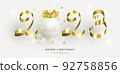 Happy New Year 2023. Merry Christmas. Golden design. 92758856