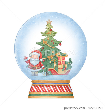 Snow glass ball with Christmas tree and Santa... - Stock Illustration ...