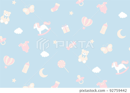 Seamless pattern of baby products in pastel colors 92759442