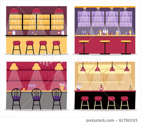 Set of bar counters interior flat style, vector illustration Set of bar counters interior flat style, vector illustration 92760285