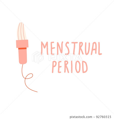 Female tampon, regular menstrual cycle concept. Women period, menstruation, premenstrual syndrome, uterus. Hand draw vector illustrations. 92760315
