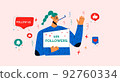 Smiling people celebrate large number of followers on social media. Blogging concept, influencer marketing, network promotion, SMM banner, landing page, flyer 92760334