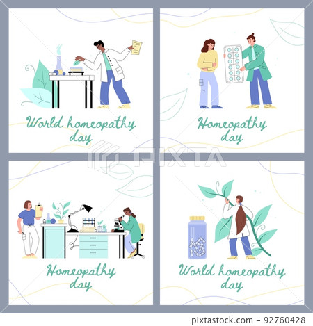 World homeopathy day banners or posters collection, flat vector illustration. 92760428