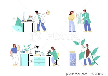Homeopathy and natural medicine, flat cartoon vector illustration isolated. 92760429