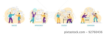 Benchmarking business technology stages set, flat vector illustration isolated. 92760436