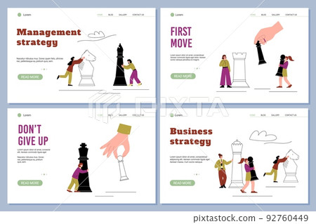 Set of website banner templates about business and management with people and chess Set of website banner templates about business and management with people and chess 92760449