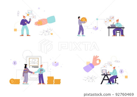 NFT token technology of crypto finance set, flat vector illustration isolated. 92760469
