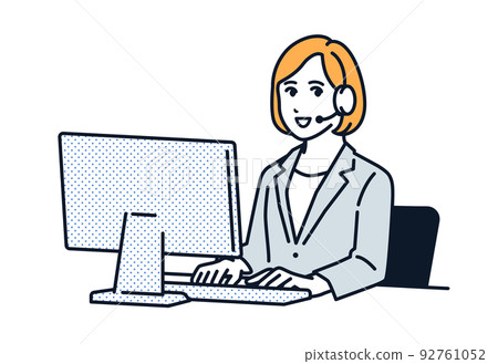 呼叫中心女人矢量圖素材 92761052