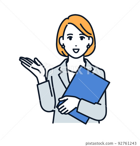 一個穿著西裝的女人的矢量圖解材料 92761243