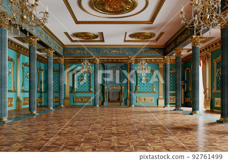 The ballroom and restaurant in classic style. 3D render The ballroom and restaurant in classic style. 3D render 92761499