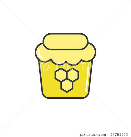 Jar of bee honey line color icon vector illustration 92761923