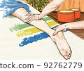 Woman relaxing after receiving reflexology 92762779