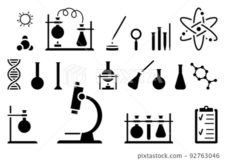 Chemistry lab equipment vector illustration set. Laboratory of scientific technology icon silhouette pictogram 92763046