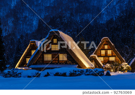 World Heritage Site Shirakawa Village Winter Illumination World Heritage Site Shirakawa Village Winter Illumination 92763069