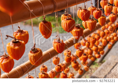 (Yamanashi Prefecture) Former residence of the Takano family (licorice mansion), persimmon blinds at the eaves (Yamanashi Prefecture) Former residence of the Takano family (licorice mansion), persimmon blinds at the eaves 92763221
