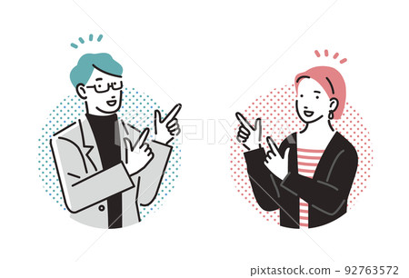 男性和女性圖標集的創造者指指點點 92763572