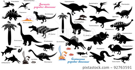 Set of dinosaur silhouettes 92763591
