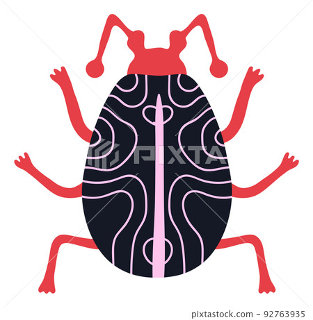 Decorative bug. Flying insect in folk style. Patterned beetle 92763935
