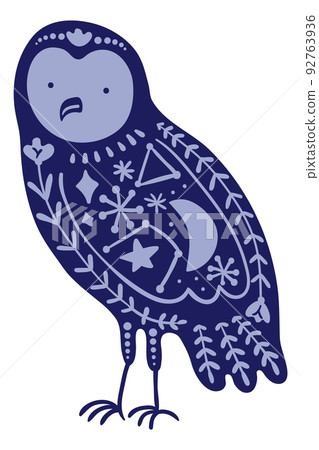 Dark magic owl. Witchcraft symbol. Forest bird spirit Dark magic owl. Witchcraft symbol. Forest bird spirit 92763936