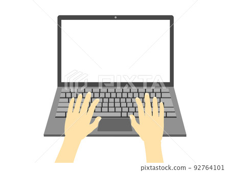 在筆記本電腦上打字的手 在筆記本電腦上打字的手 92764101