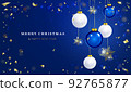 Blue Christmas greeting card. Vector illustration. Banner. 92765877