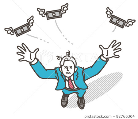 經濟衰退、破產和稅收概念。飛行紙幣的矢量圖解 經濟衰退、破產和稅收概念。飛行紙幣的矢量圖解 92766304
