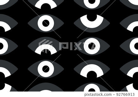 Bauhaus eye seamless pattern. Minimal geometric design of the 20s. Abstract vector template with elements of primitive forms. Modern hipster style. Bauhaus eye seamless pattern. Minimal geometric design of the 20s. Abstract vector template with elements of primitive forms. Modern hipster style. 92766913