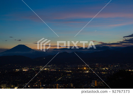 Mt.Fuji seen from Mt.Kobo at dusk, Kanagawa Prefecture Mt.Fuji seen from Mt.Kobo at dusk, Kanagawa Prefecture 92767373