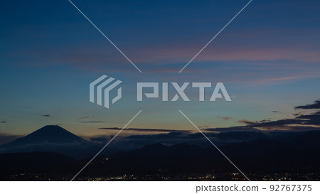 Mt.Fuji seen from Mt.Kobo at dusk, Kanagawa Prefecture Mt.Fuji seen from Mt.Kobo at dusk, Kanagawa Prefecture 92767375