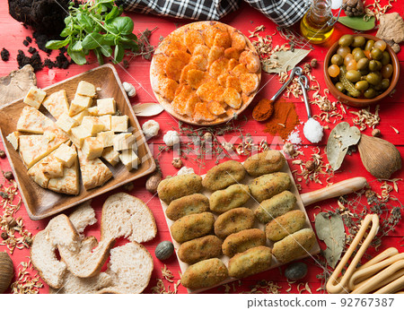 kitchen table with croquettes stuffed with fish and chicken 92767387