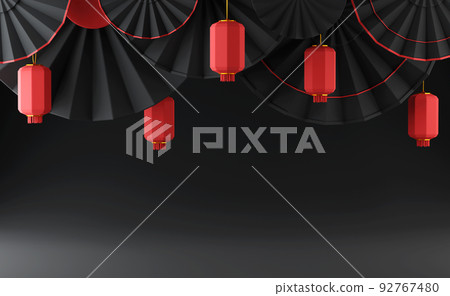 Chinese black luxury background with pedestal, podium, round stage Chinese black luxury background with pedestal, podium, round stage 92767480