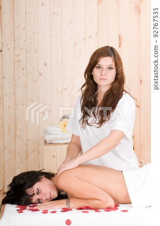 woman having bodycare in a spa or sauna woman having bodycare in a spa or sauna 92767535