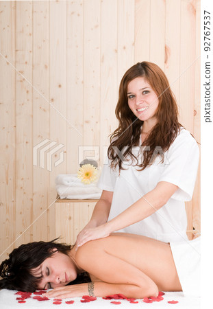 woman having bodycare in a spa or sauna woman having bodycare in a spa or sauna 92767537