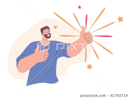 You are best. Positive smile man show super sign. Joyful and happiness, full successful support vector concept 92768714