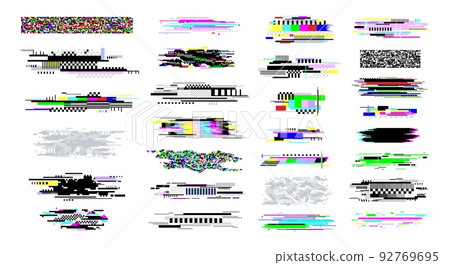 Modern Glitch Collection Tv Noise Glitches Monitor Signal Decay