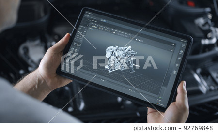 App for car diagnostics on tablet screen 92769848