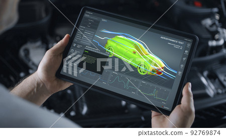 On screen tablet software for testing vehicle aerodynamics 92769874