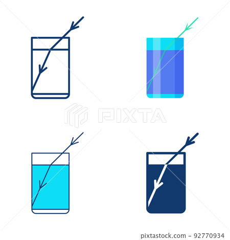 Refraction of light in glass icon set 92770934